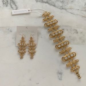 Ann Taylor Rhinestone Earring and Bracelet Set